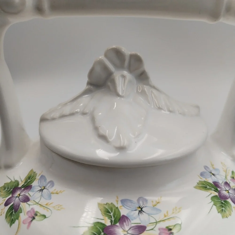 Arthur Wood England Violets Teapot‎ Floral Ceramic Tea Pot Vintage 6344 2-Cup